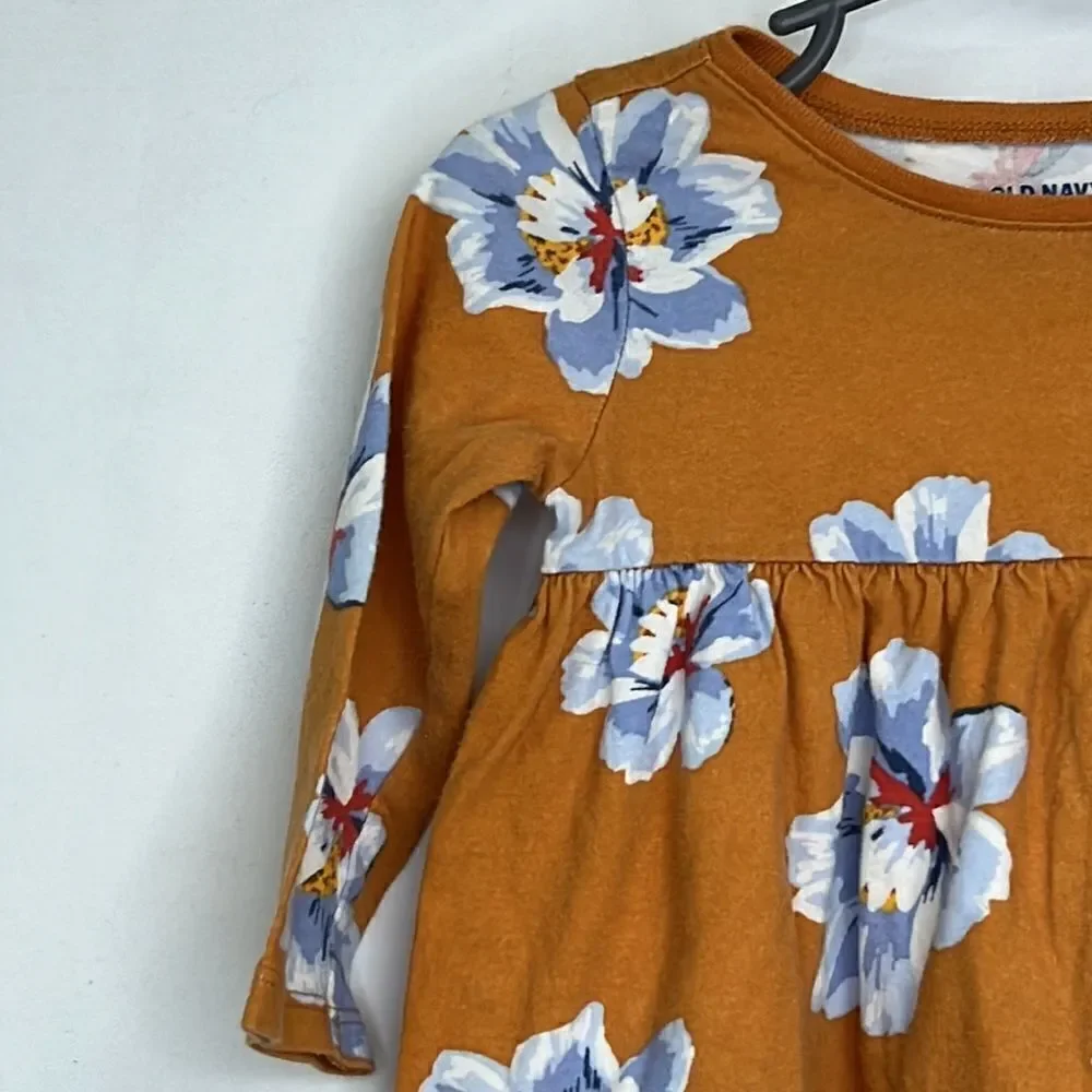 Old Navy Fall brown and purple long sleeve floral knit dress size 6-12 m EUC